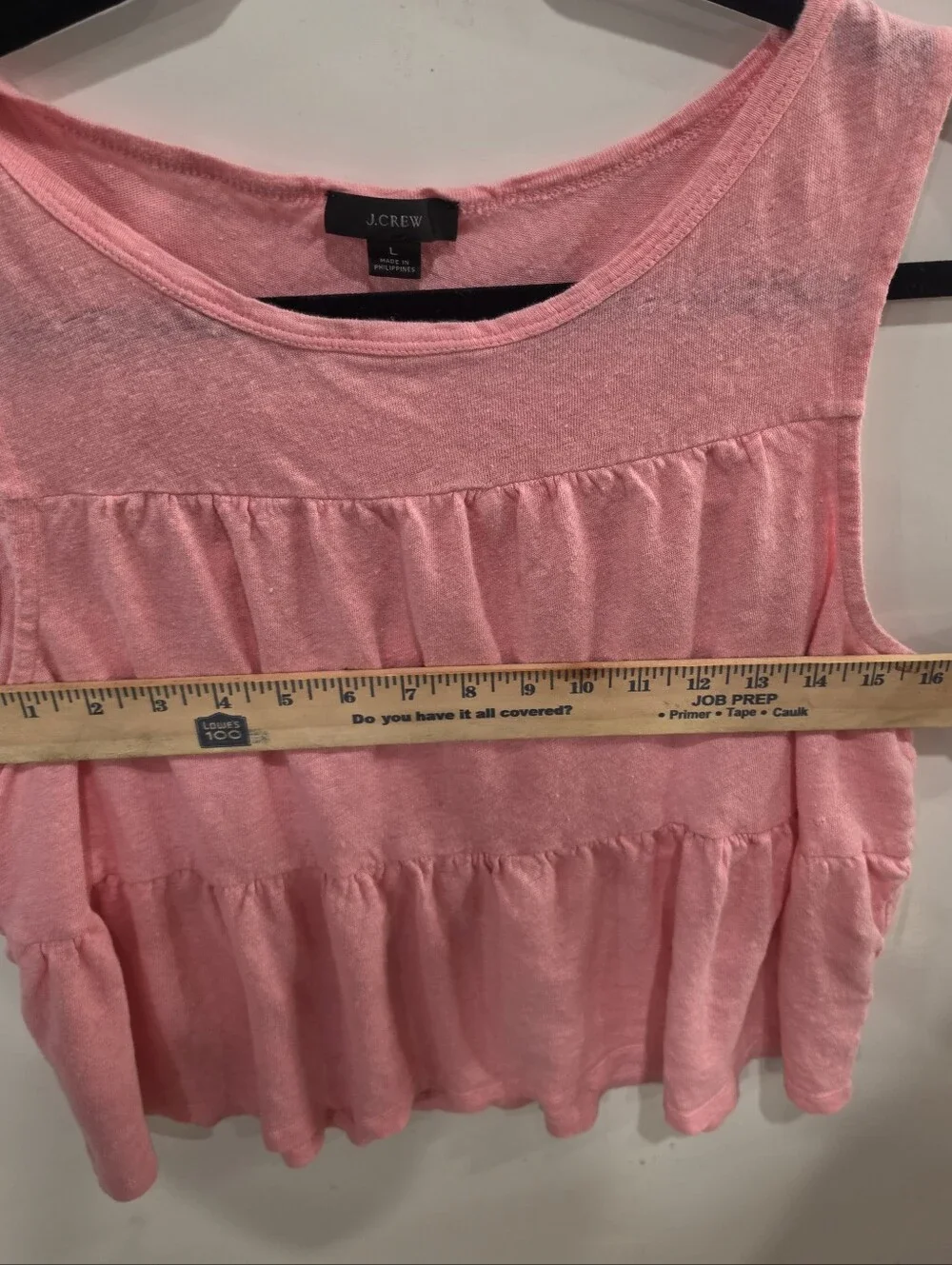 J. Crew Pink Tiered Sleeveless Tank Coastal Size L Cottage Core
